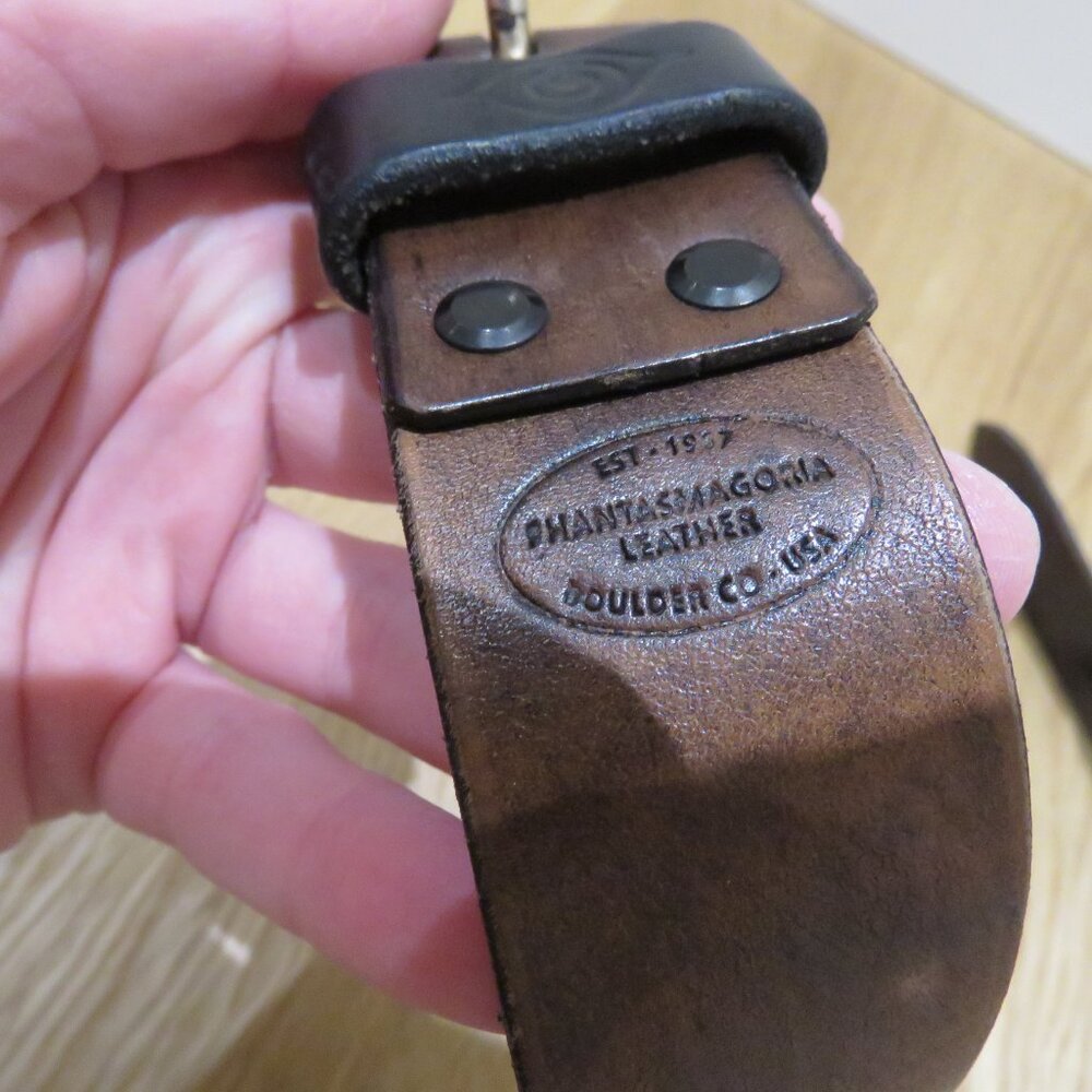 PHANTASMAGORIA LEATHER Dylan Braided Leather Belt in Dark Brown Western Size 38 - Picture 12 of 12